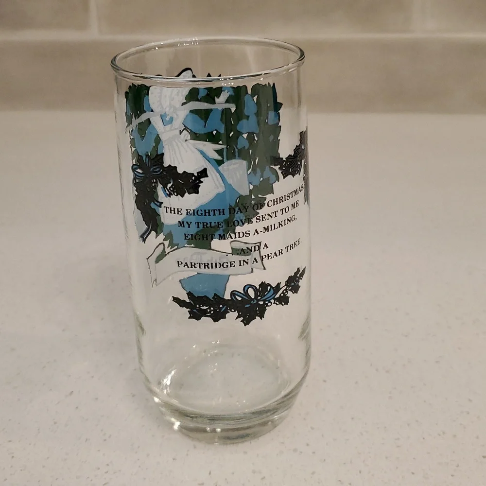 Vintage 12 Days of Christmas 8th Day Glass